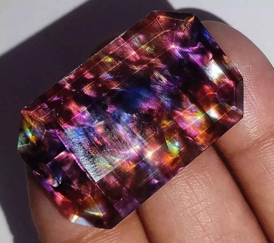 Opal-Like Natural Organic Ammolite 45+ Ct Emerald Doublet Rare Loose Gemstone