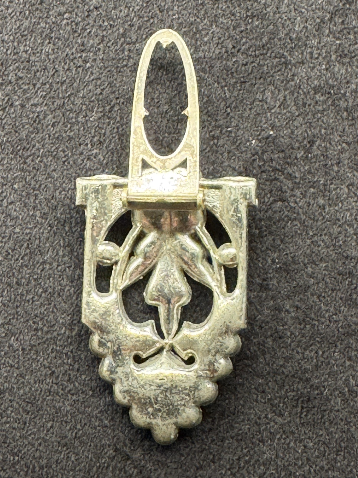 Vintage Art Deco Pot Metal White Rhinestone Dress or Coat Clip