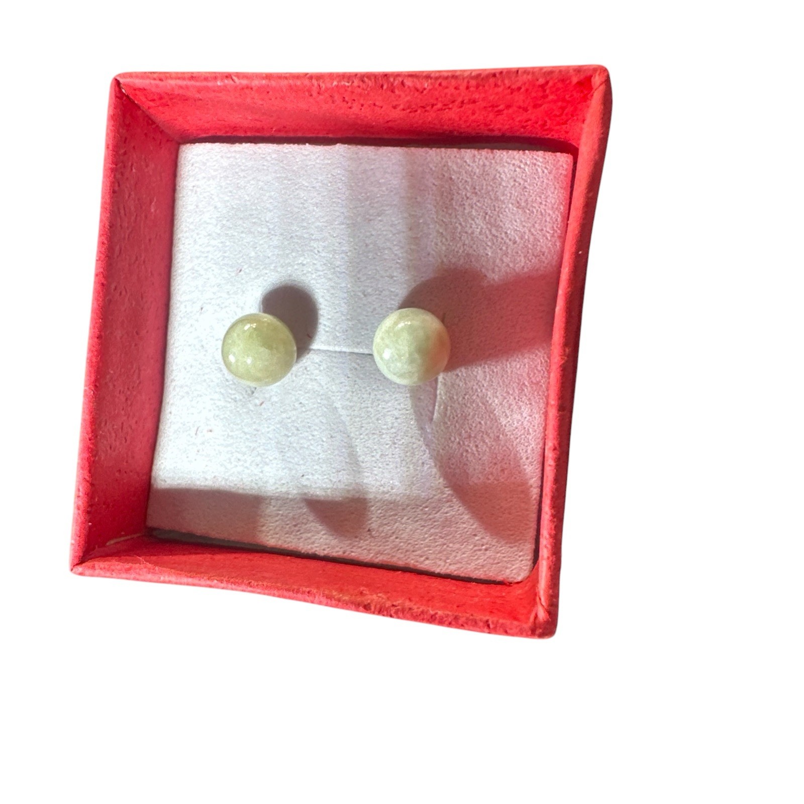 Gold 14k Jadeite Approx 8mm Stud Earrings