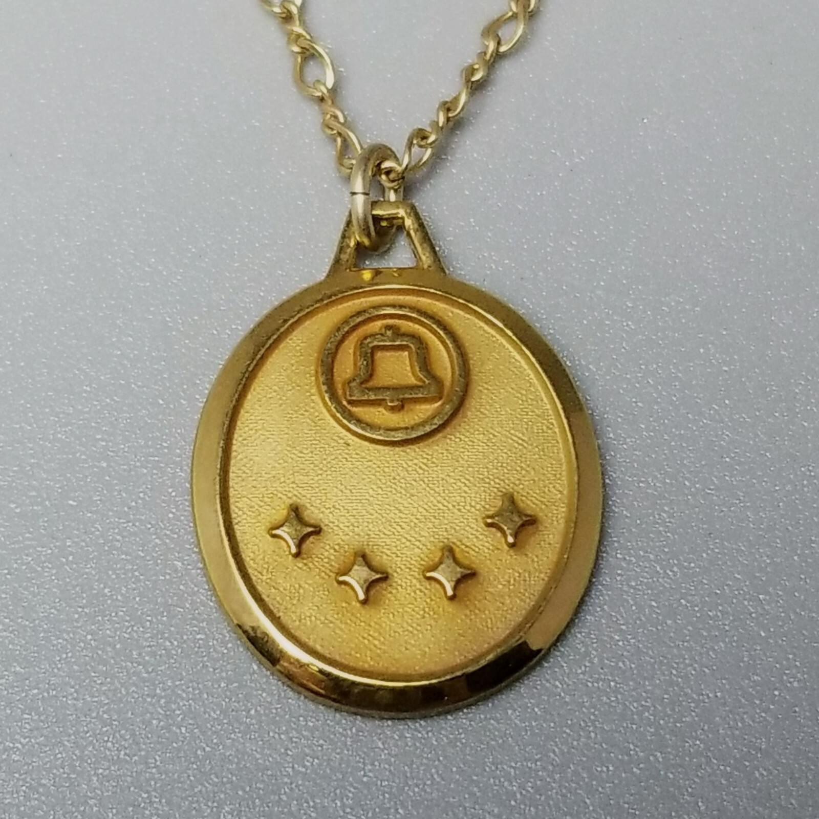 Vintage Bell Telephone Pendant Charm Necklace LGB Signed 1/5 10k Gold Filled