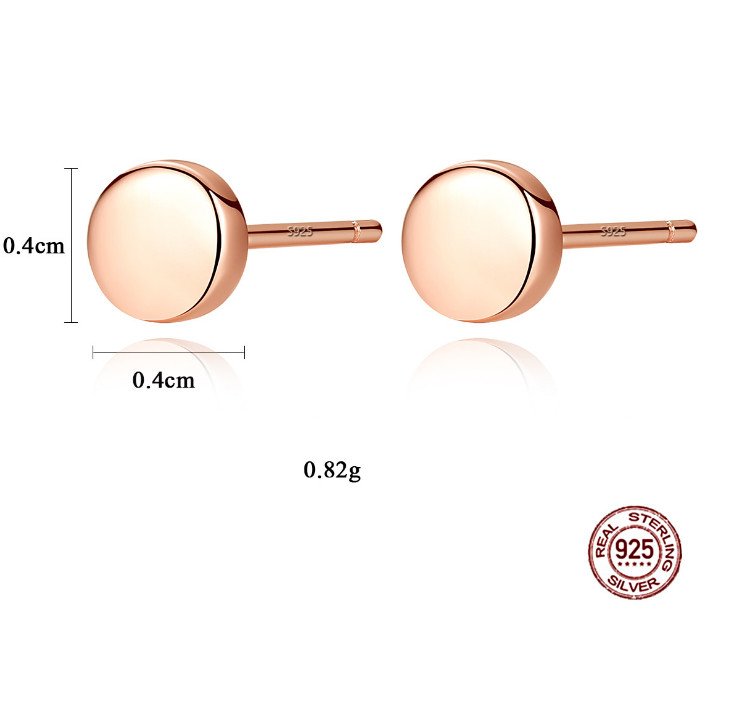 4mm Flat Round Circle Disc Solid 925 Sterling Silver Stud Earrings Gift PE44