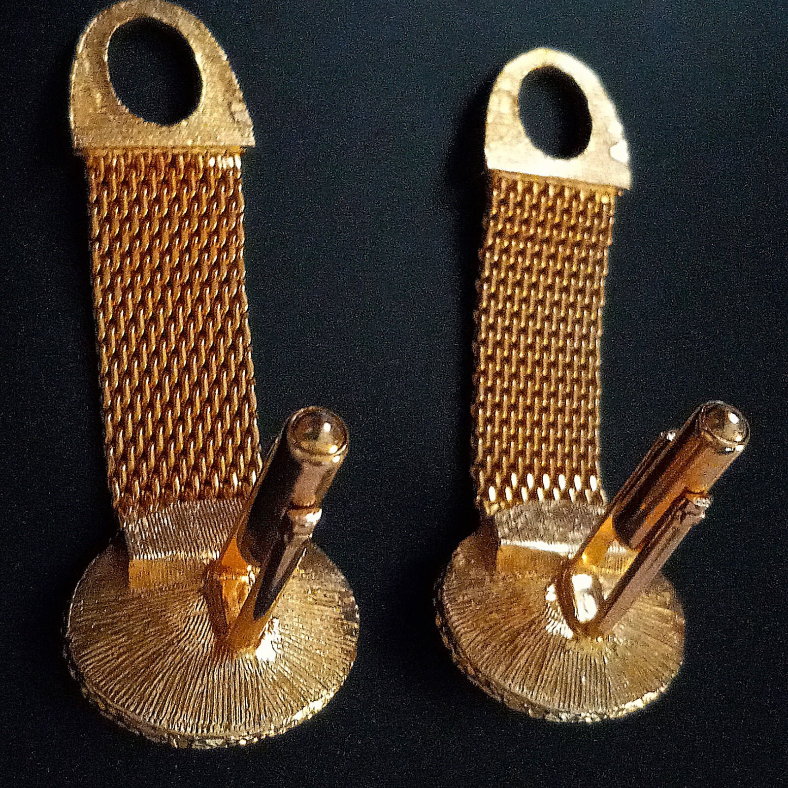 Unique Moon Glow Goldtone Cufflinks. Blue Green