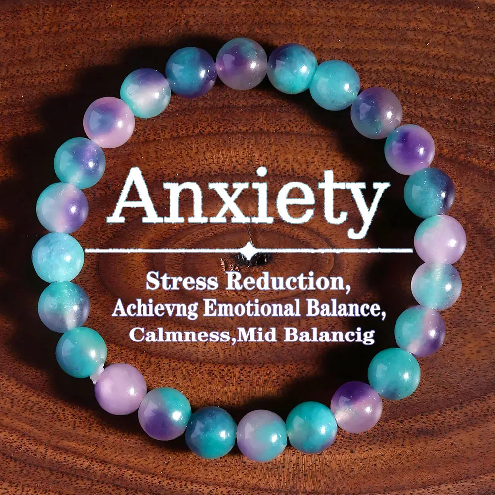 Blue Bohemian Fluorite Beaded Bracelet Elastic Adjustable Gift for Men Women