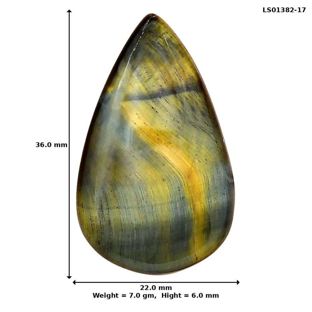 Natural Blue Tiger Eye 36x22x6 mm Pear Shape Polished Loose Gemstone LS01382-17