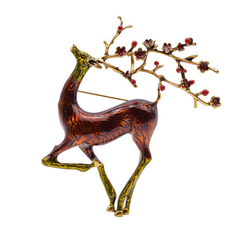 Christmas Deer Brooch Enamel Reindeer Cute Beautiful Animal Pin Jewelry Pins