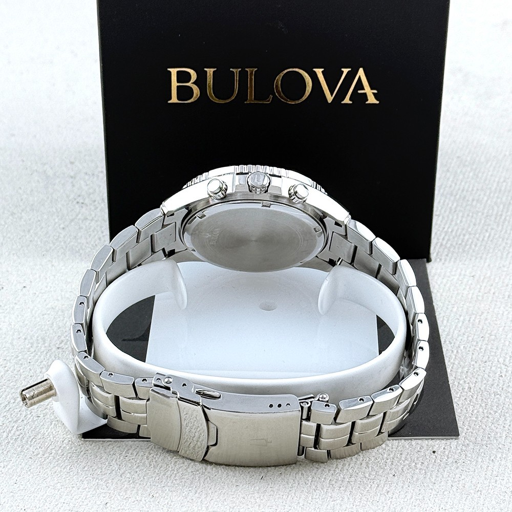 Bulova Men’s Marine Star 98B401 Chronograph Gray Dial Steel Quartz Watch 41.5mm