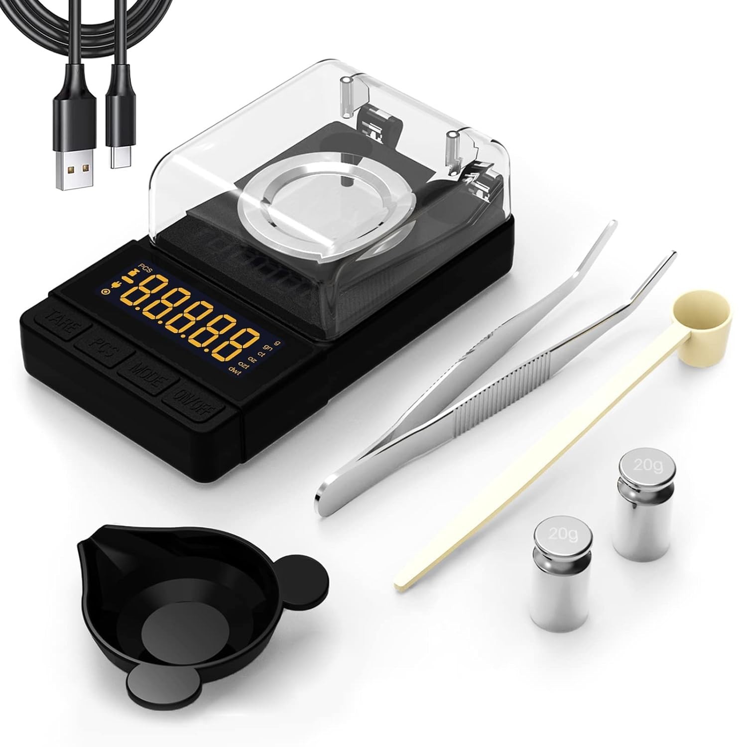 Mini Digital Scale 50g with 20g Calibration – Precision Tare & Weighing Function