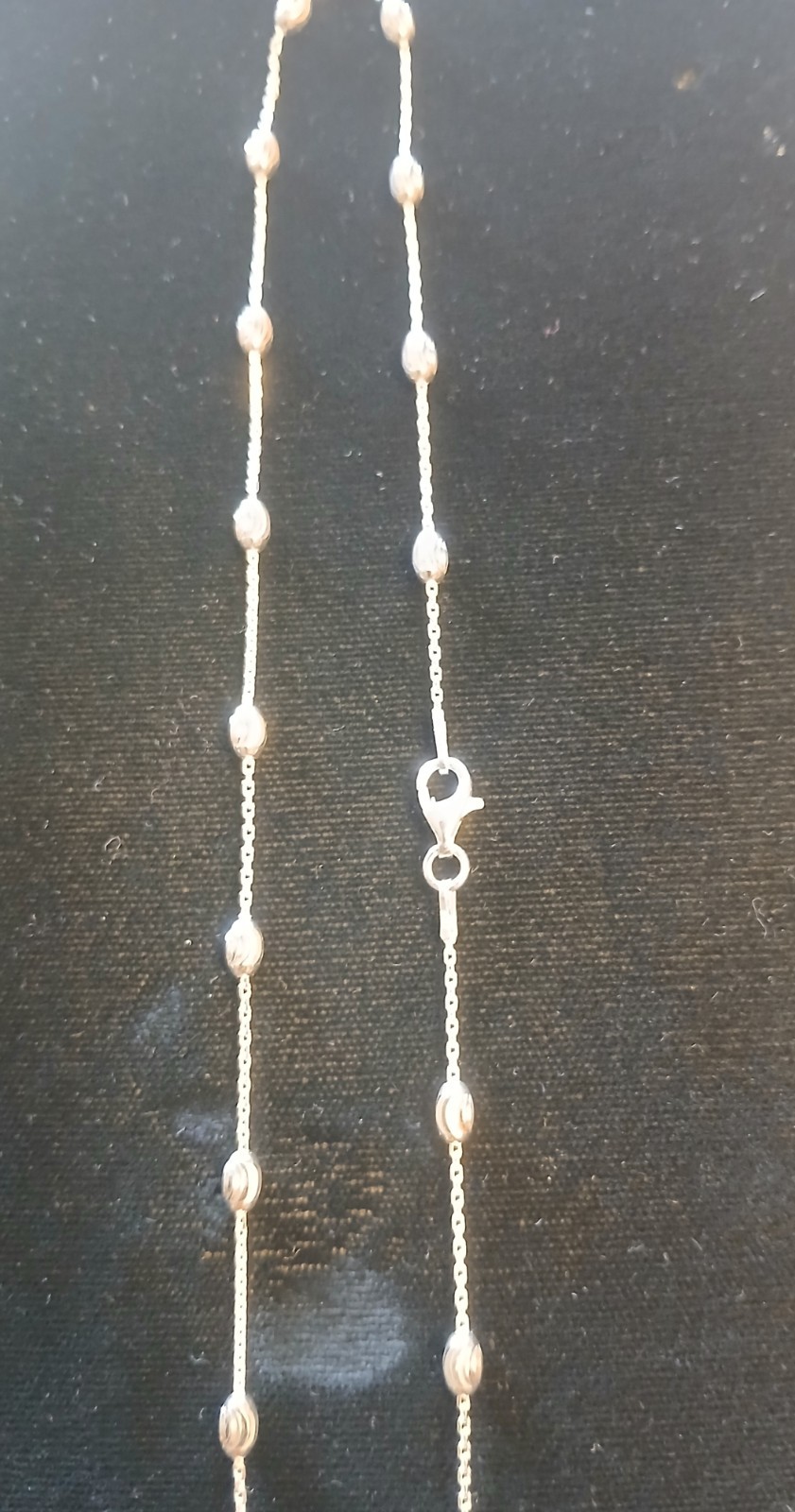 20″ Sterling Silver Station Oval Moon Cut Chain 3mm Moons 4.5 Grams 925 Italy