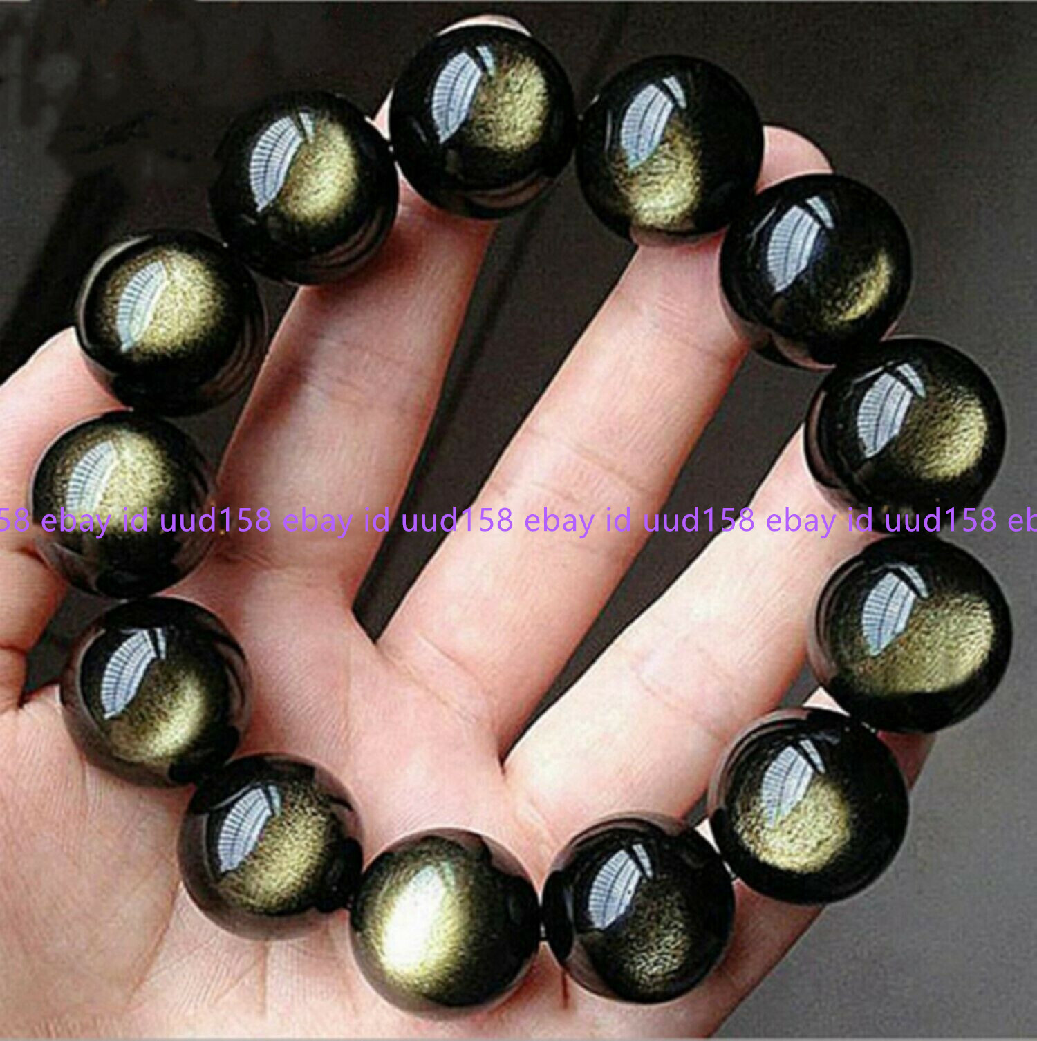 12/14/16/18/20mm Natural Gold Obsidian Round Gemstone Beads Bracelet 7.5” 8″AAA
