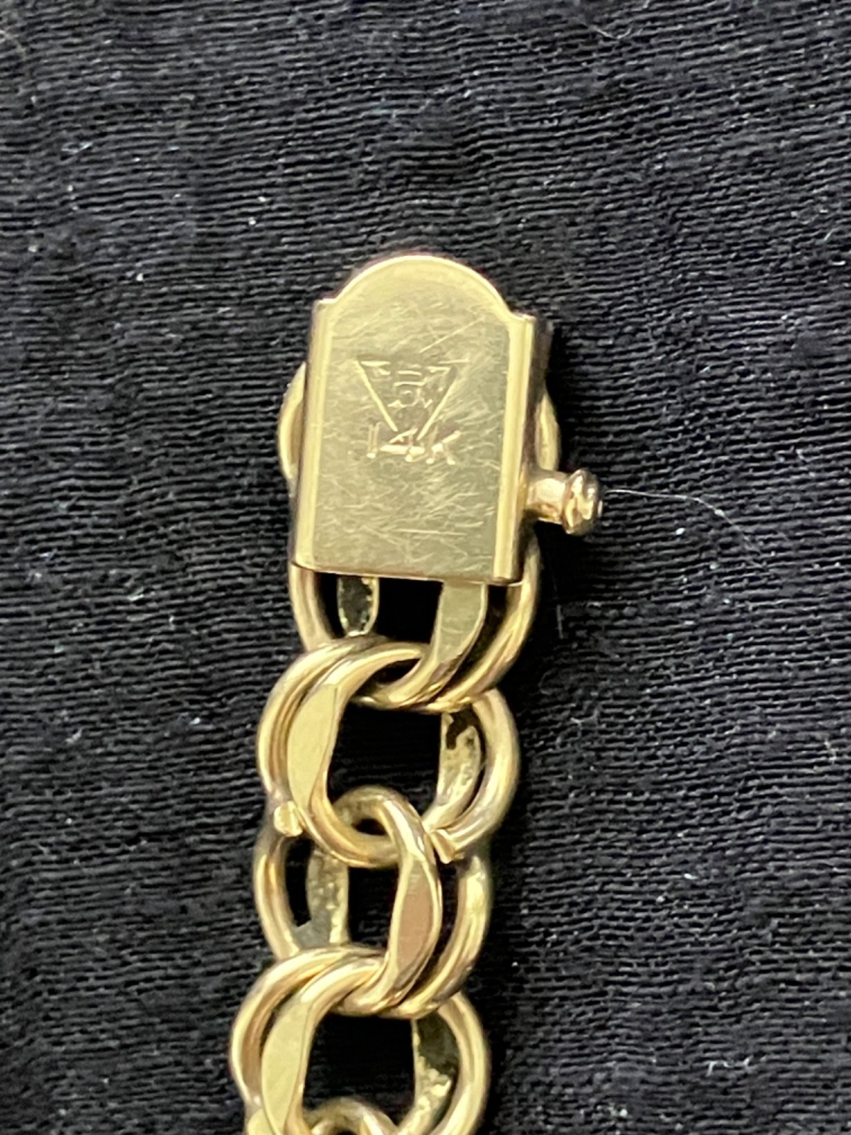 14K yellow gold double link charm bracelet POM 60’s 21 grams 8 inches