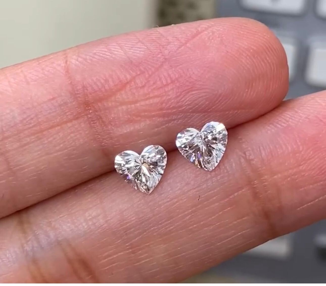 Pair Of Heart Cut Lab-Grown CVD Diamond 6.00 mm Color D Clarity FL , Certified