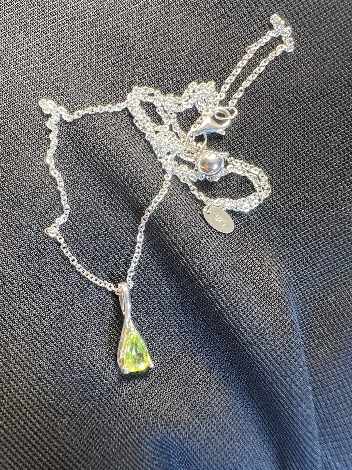 ANGARA .75ctw Pear Peridot Pendant Adjustable Slider Necklace 18in 925 Sterling