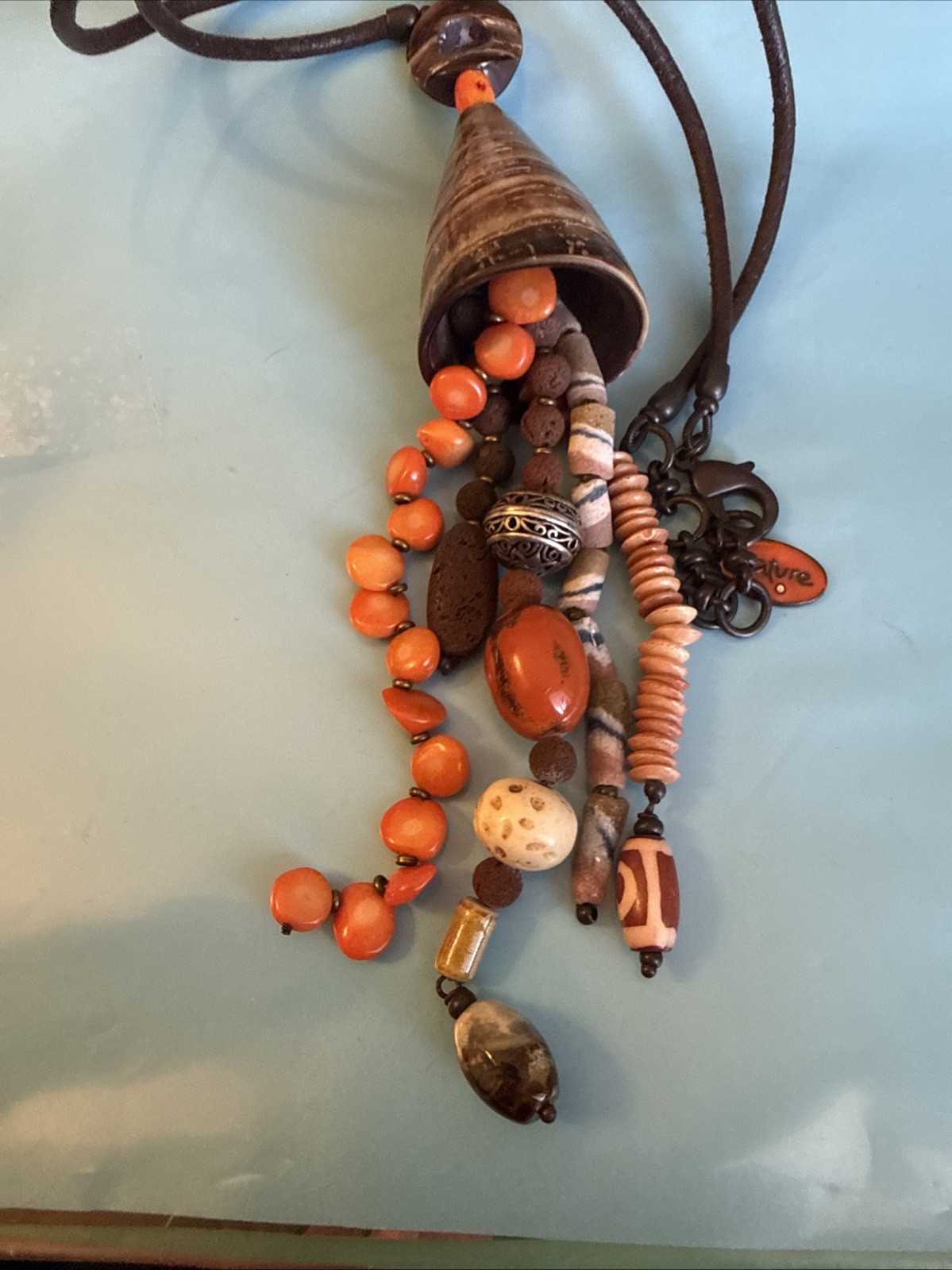 Nature Bijoux Handcrafted Genuine Stones Shells Necklace 24”France