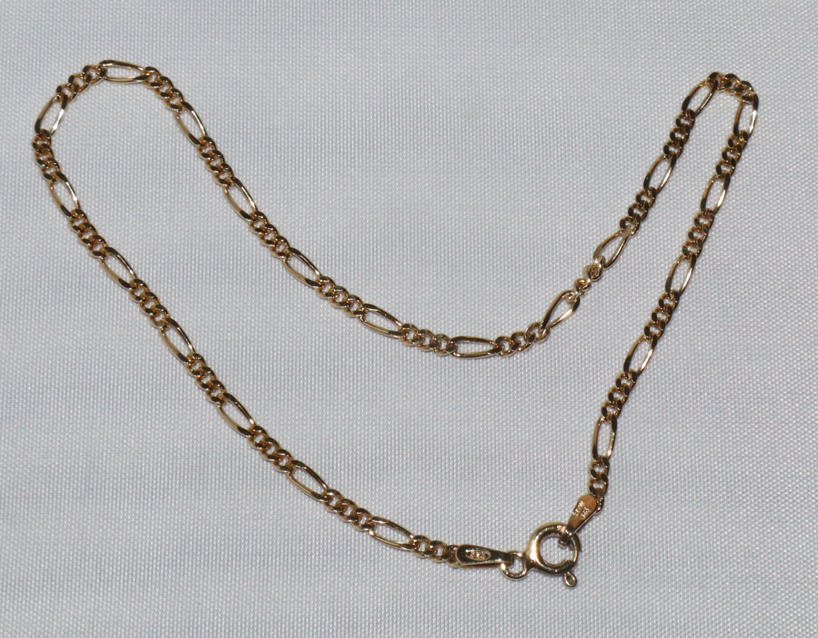 Sterling Silver Gold Toned 9 inch 3mm Figaro Chain Anklet “Italy” 2.2 grams