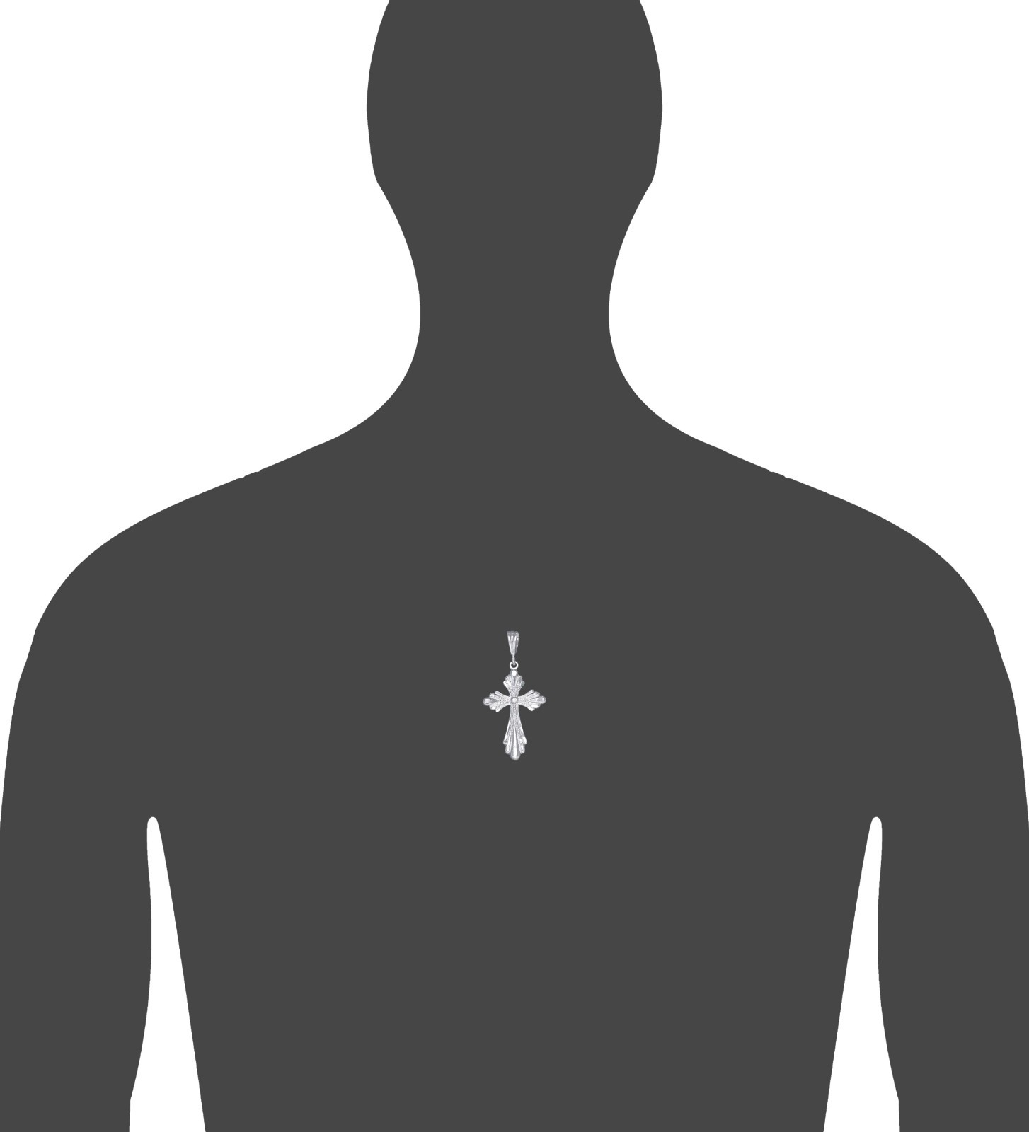 Sterling Silver Cross without Jesus Pendant Necklace Diamond Cuts and Chain