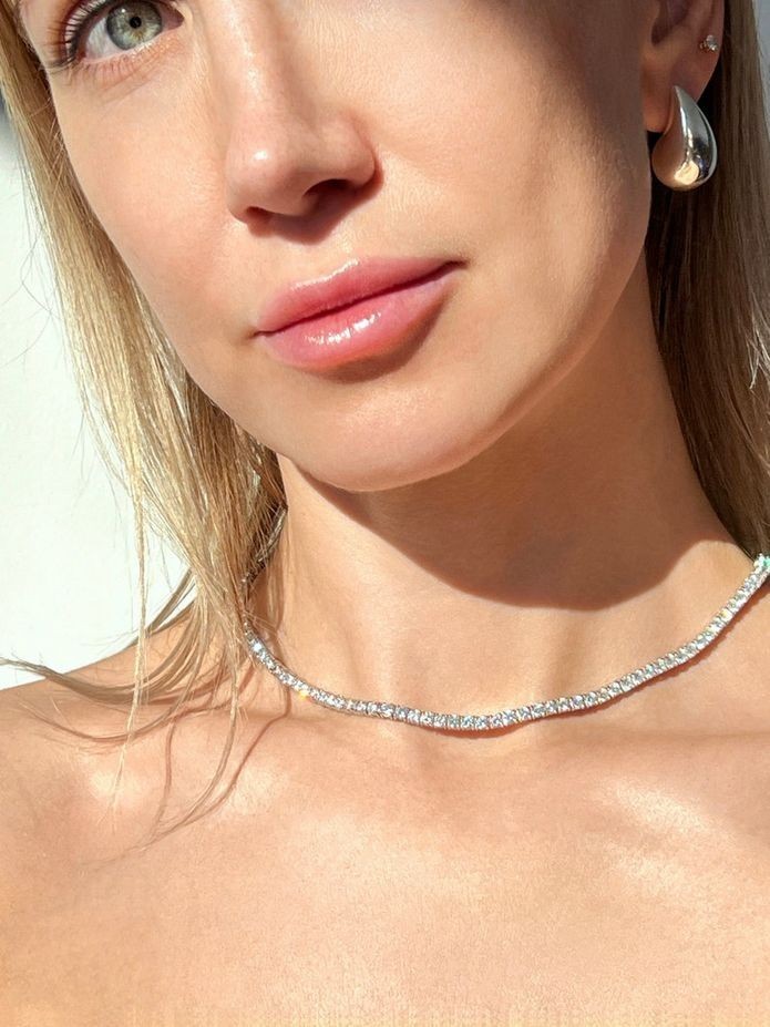 Lab Grown Diamond 18″ Tennis Necklace 17.00CT Round Cut 14k White Gold Plated