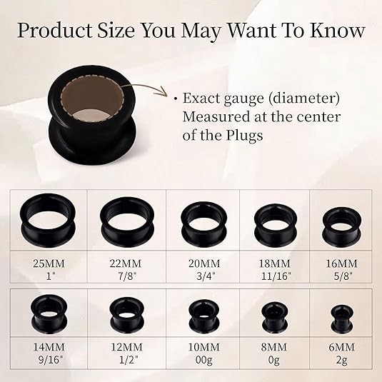 1 Pair Thick Silicone Ear Gauges Plugs Soft Flesh Tunnels Ear Stretchers 2g-1″