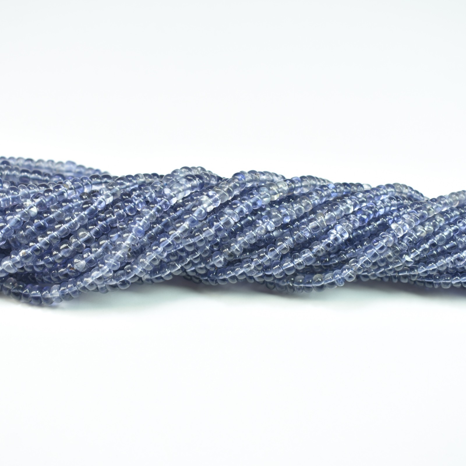 16″ Iolite Smooth Rondelle Gemstone Beads 2.5-4.5mm, Natural Iolite Plain Beads