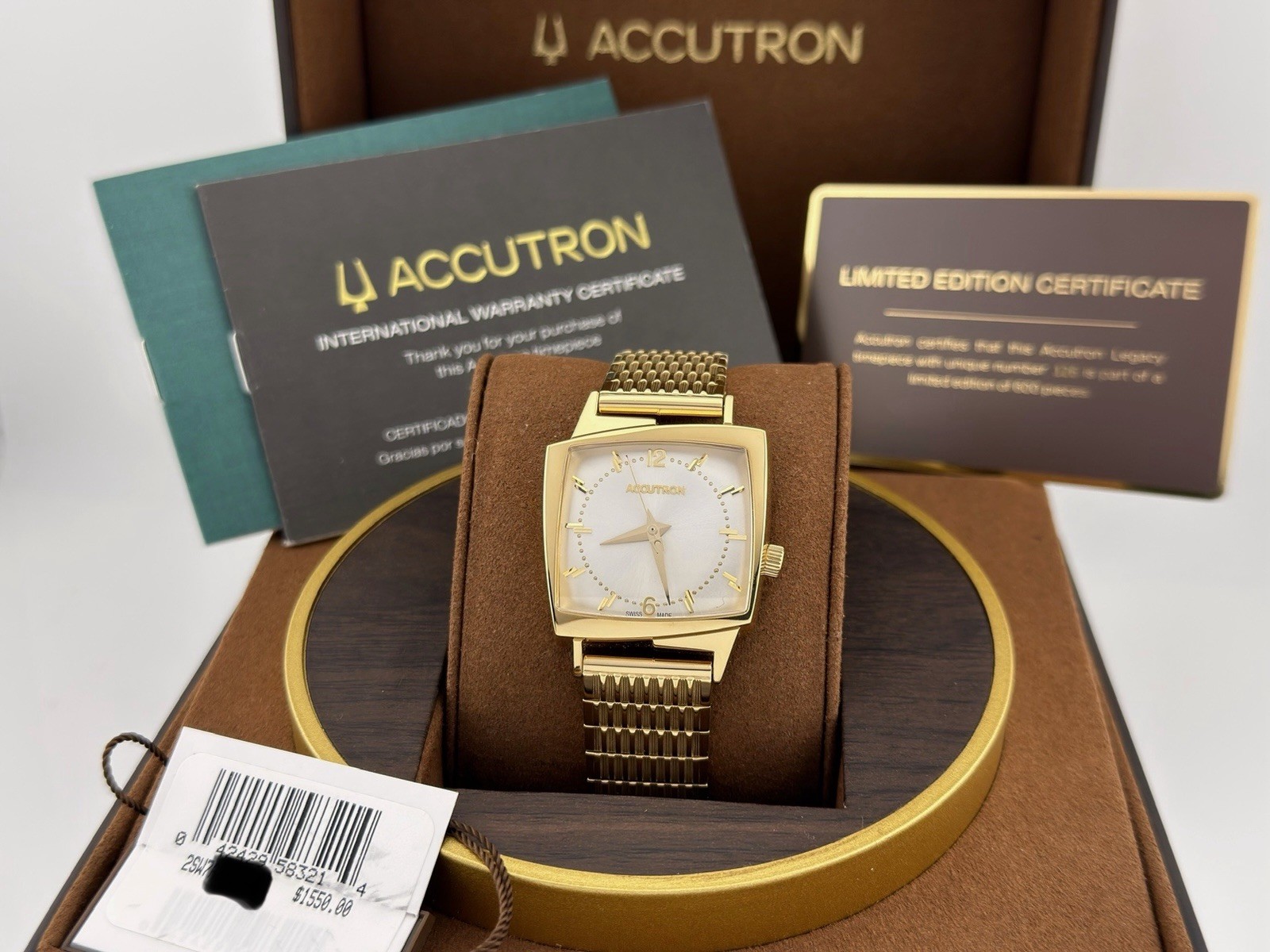 Accutron Legacy 521 2SW7A002 Silver Dial Gold Tone Steel Box Papers