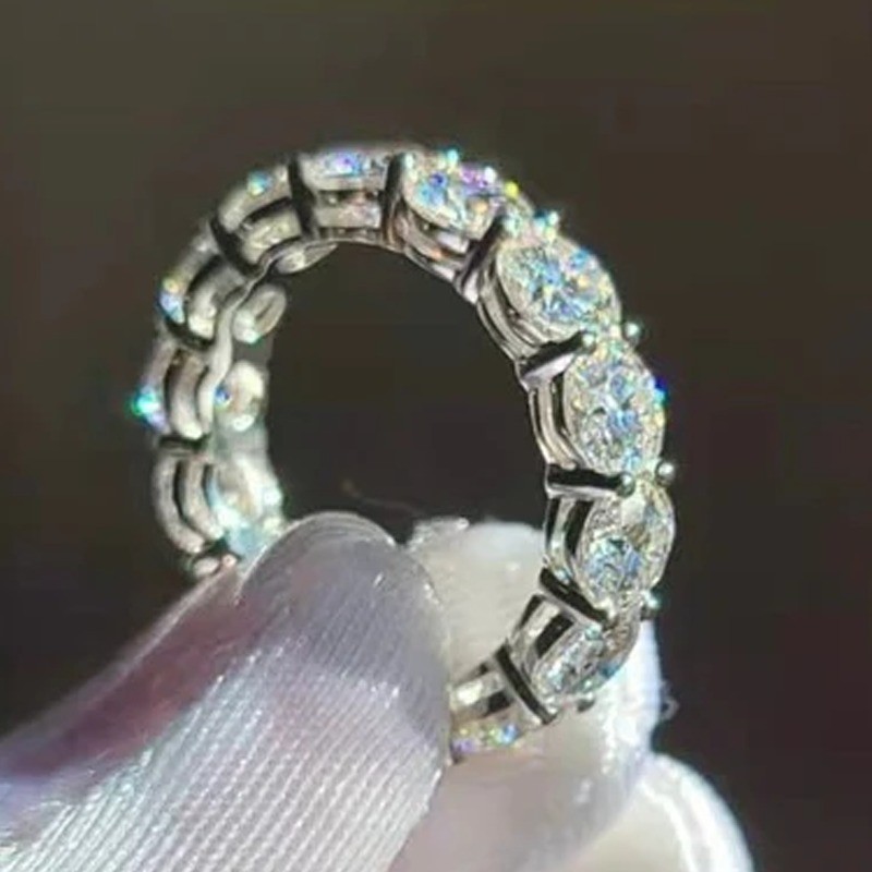 5.50TCW Round Cut Moissanite Eternity Wedding Band Ring 14k White Gold Plated