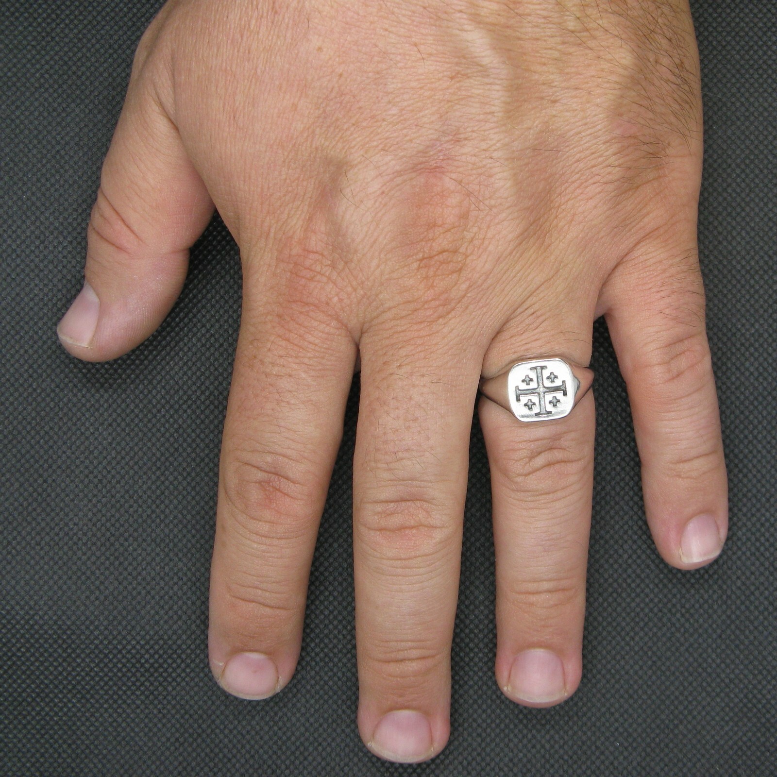 Genuine Sterling Silver Men Ring Cross Jerusalem Solid Stamped 925 Comfort Fit