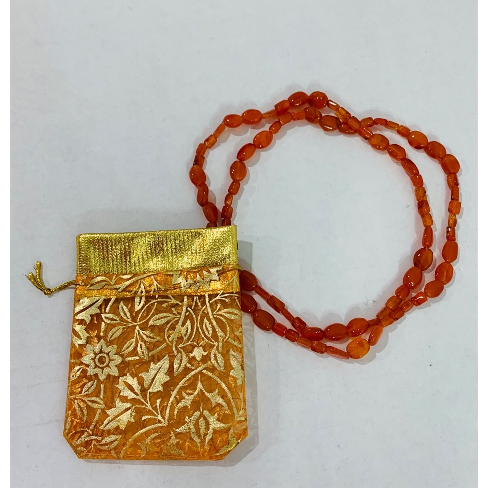 Carnelian Stone Beaded Strand String Necklace 28″ Overhead No Clasp