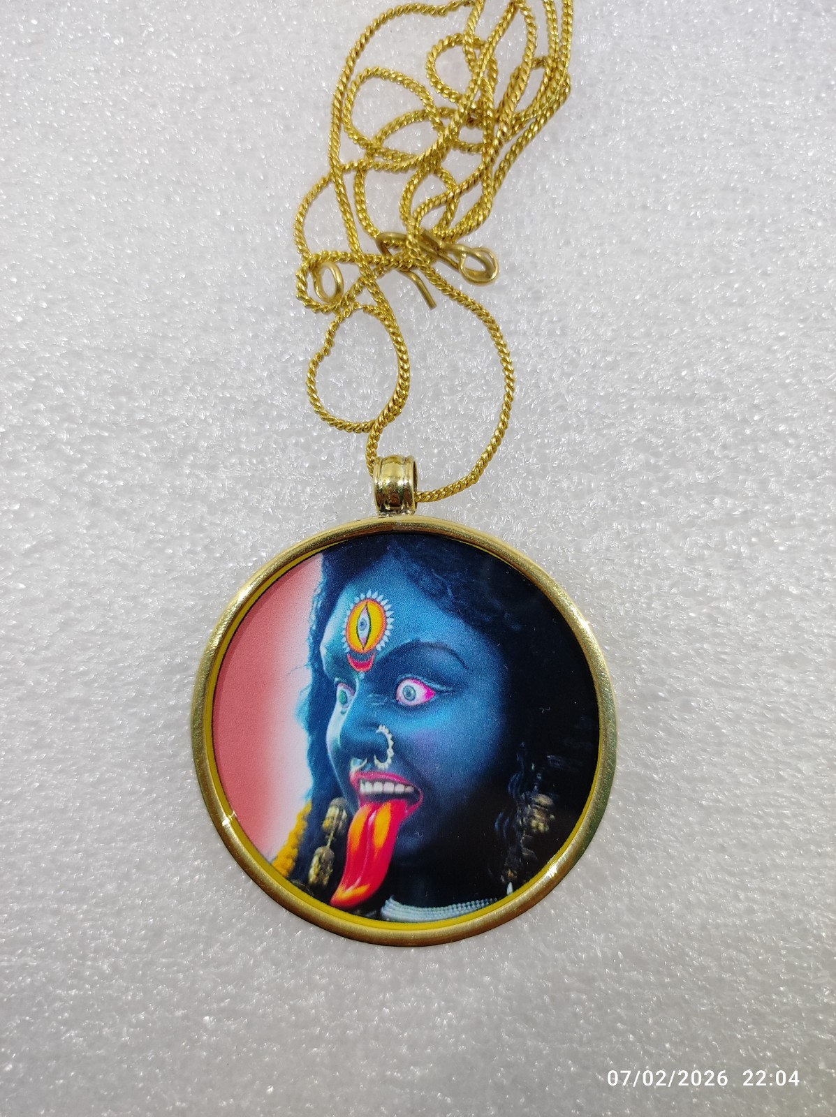Handmade Handcrafted Pure Brass Tantra Goddess Kali Maa Pendant Necklace Chain.