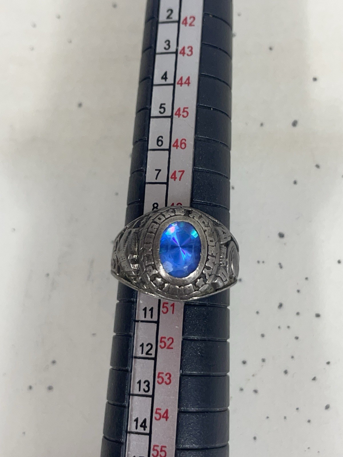 925 Sterling Silver Balfour School College 1986 Pembroke ring Size 5 Blue Stone