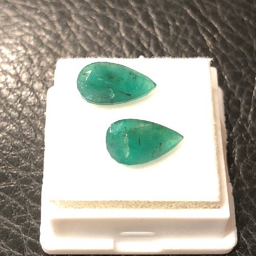 2.50CT NATURAL EMERALD LOOSE GEMS-TRANSLUCENT PEAR ~ 11×6.5x3mm-HIGH GRADE- 2pcs