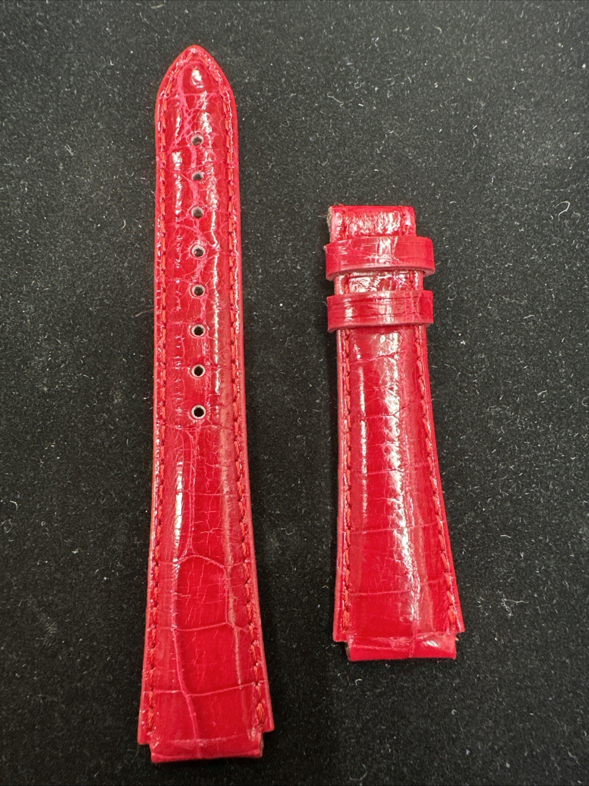 Genuine Aqua Marin Red Leather Watch Band Without Buckle