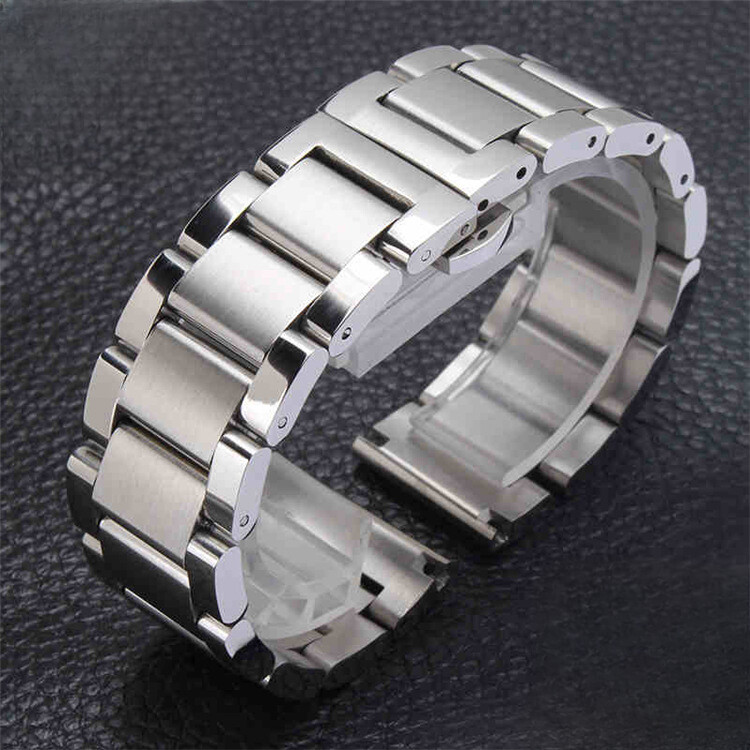 High Quality Brushed Stainless Steel Watch Strap Business Band 16-26mm Universal