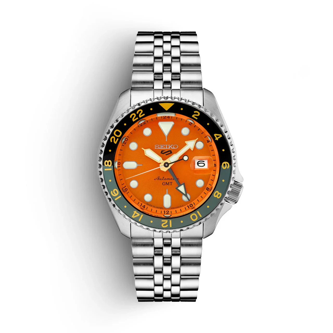 Seiko 5 Sports SKX Sports Style GMT Series 42.5mm Men’s Watch – Orange Dial
