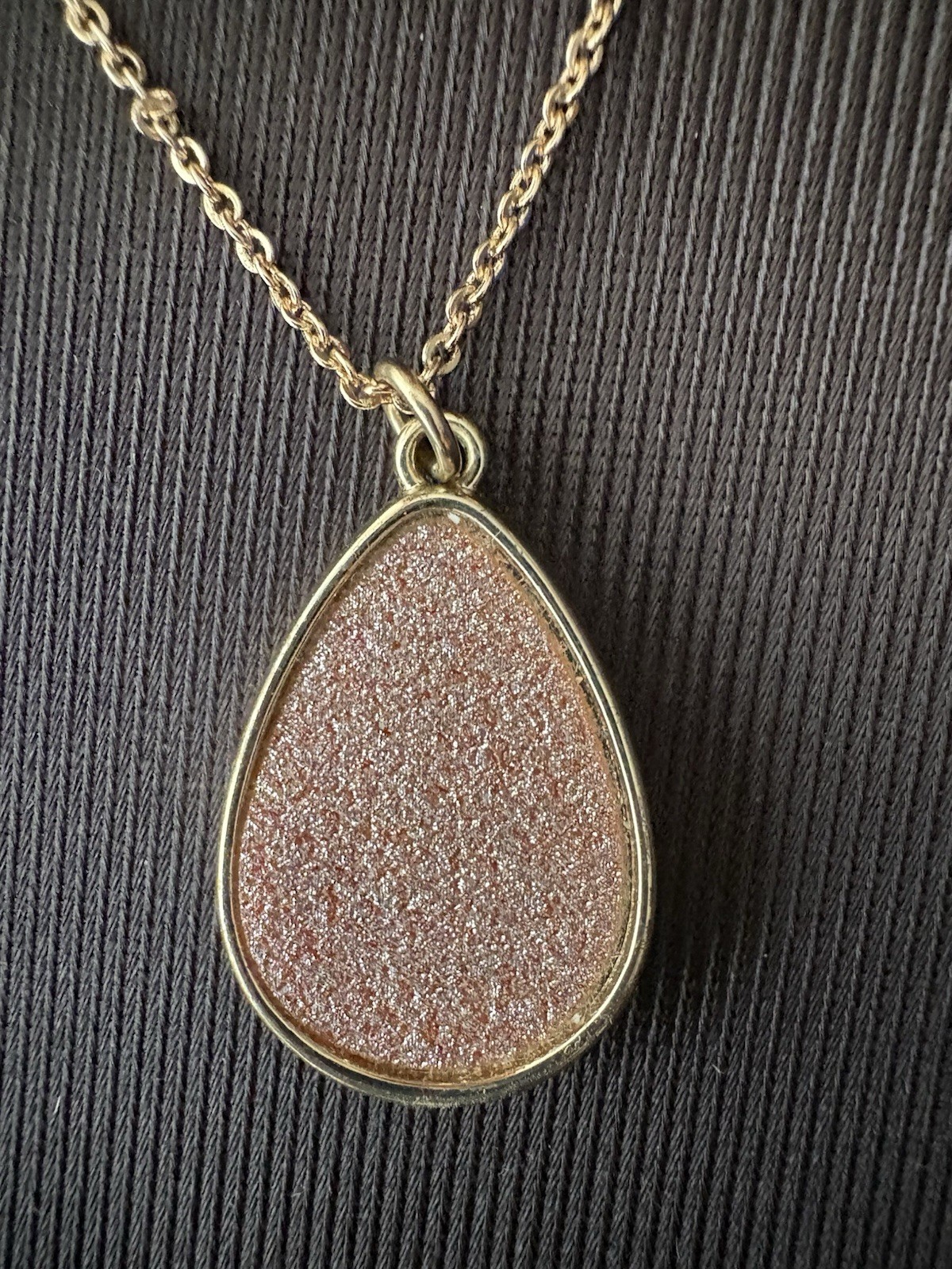 Gold/Rose Tone Teardrop Necklace with Sparkle Center Pendant 19”
