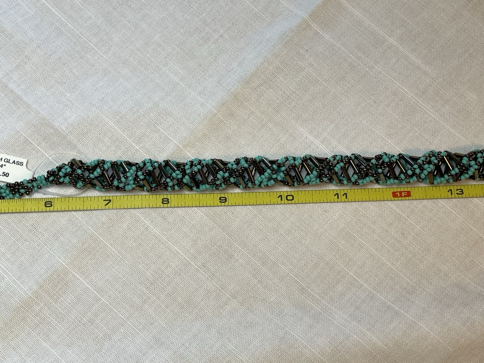DNA Double Helix Necklace Handmade in Guatemala Czech Glass Beaded Turquoise 24”