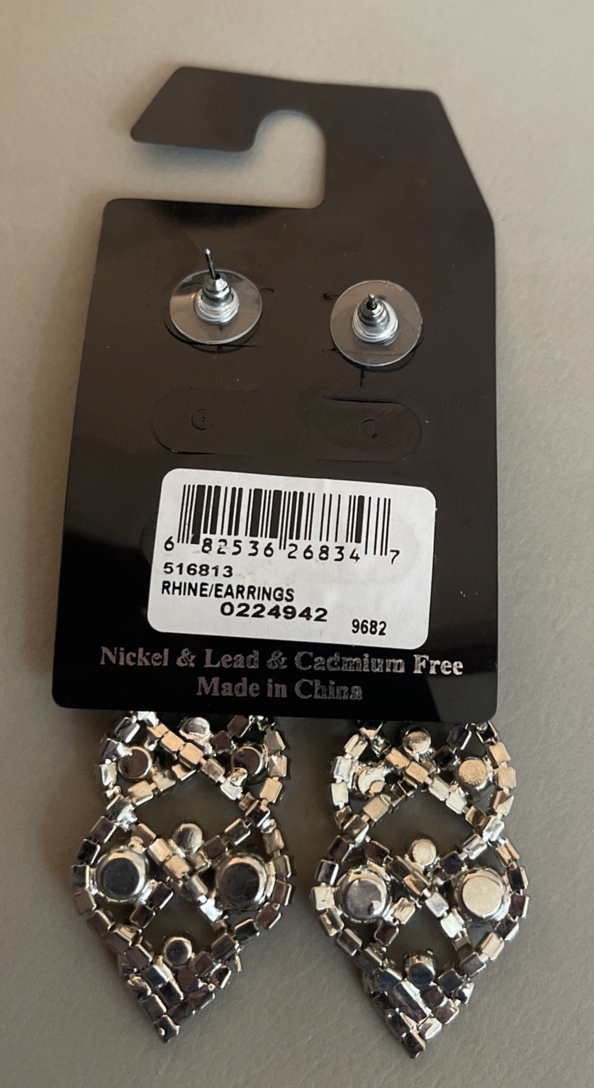 Vintage Bijoux Terner Rhinestone Dangle Drop Post Earrings Silver Tone Bling NIP