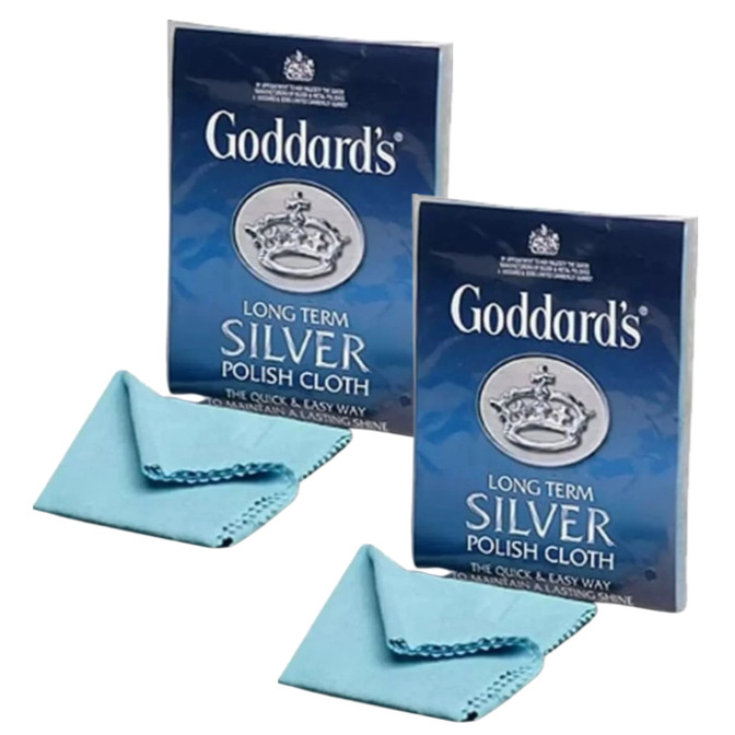 2 Pack Goddards Long Term Silver Polish Cloth Jewelry Silverware Care