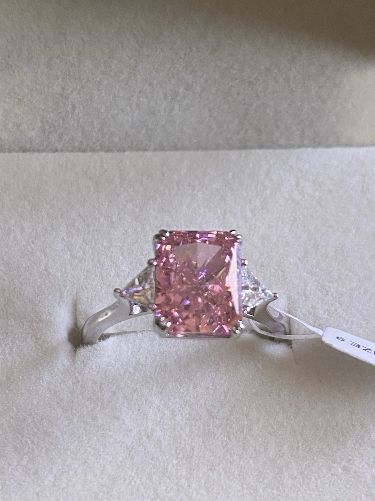 Rodiffy 925 Sterling Silver 3.0 ctw Cushion Cut Women Pink Quartz Ring Size 9.0