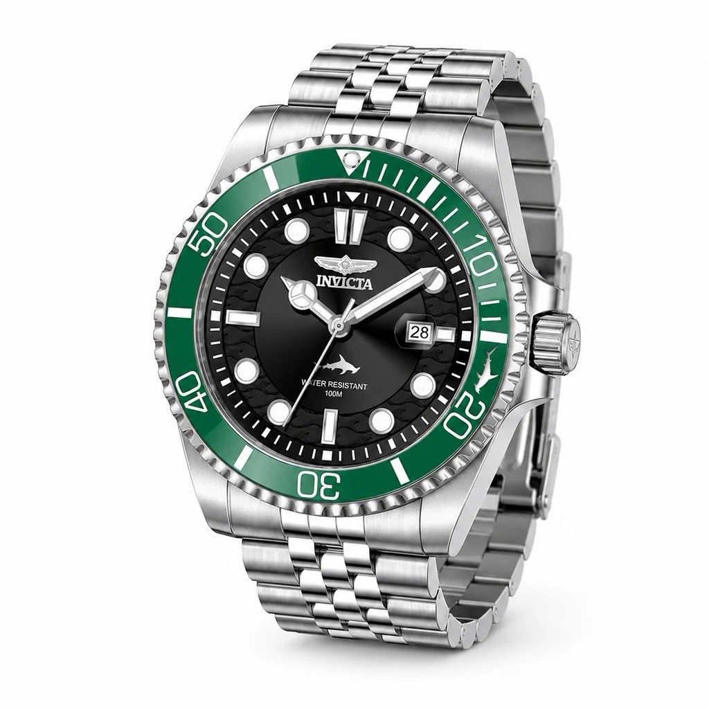 Rare Green Invicta Pro Diver Men’s Watch 43mm, Steel 50806 New Hammerhead Shark