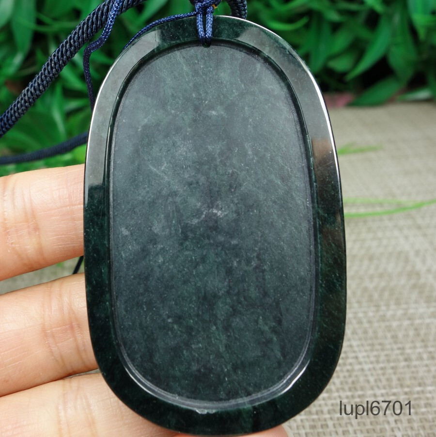 Certified Black green Burma Type A 100%Natural A Jadeite Jade Pendant~Dragon墨翠龙