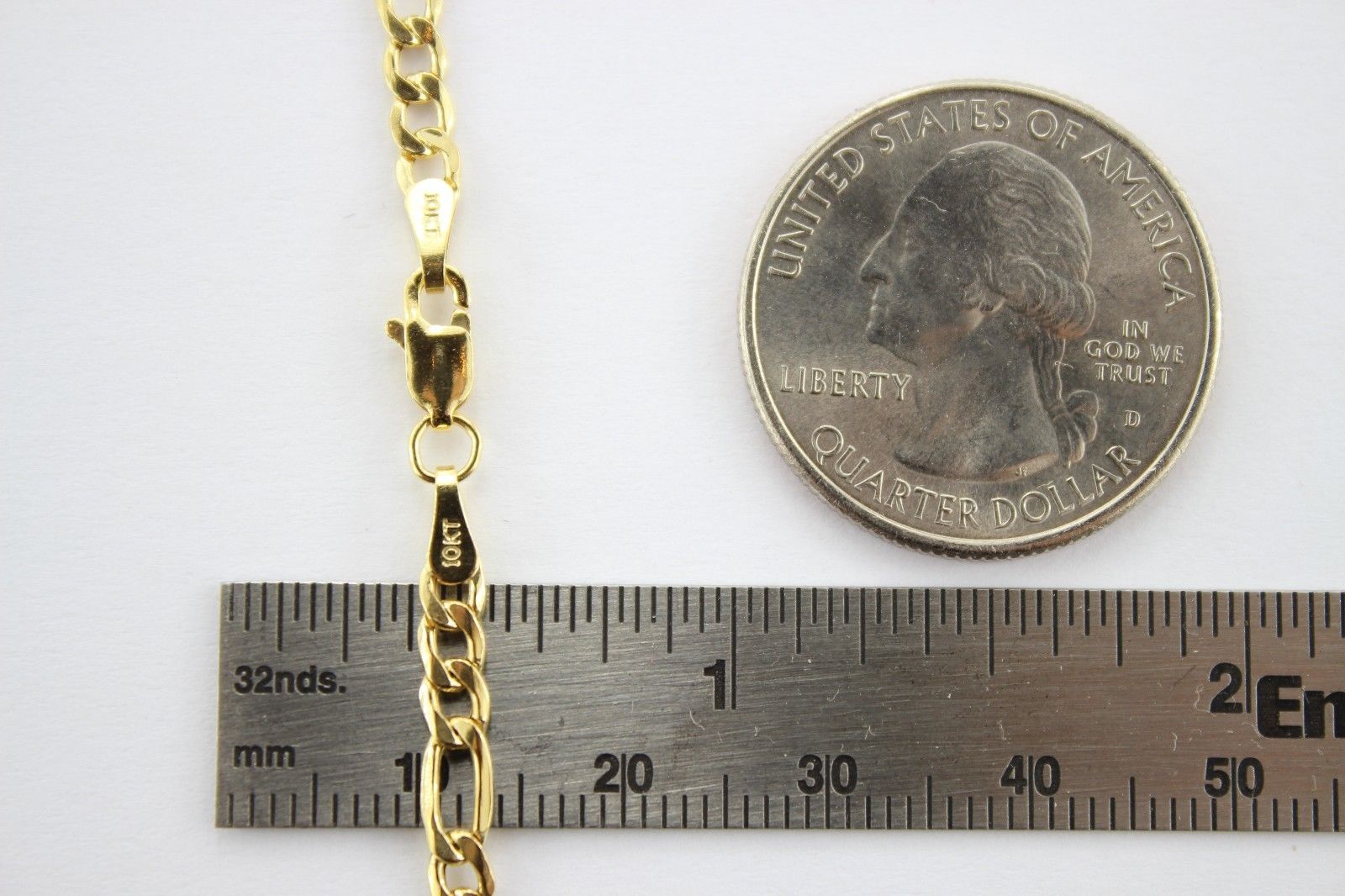 10K Yellow Gold Hollow Figaro Chain Necklace Bracelet 1.9mm-8.5mm/7″ ~ 30″