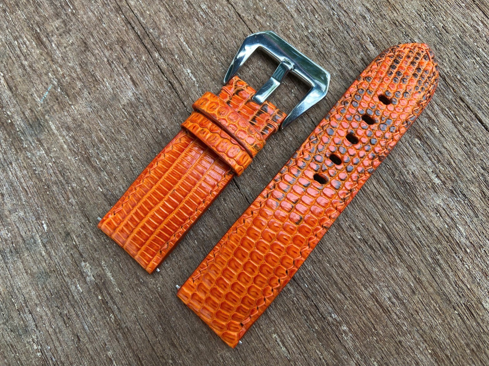 Orange Lizard Leather Watch Strap Band, Size 16mm 18mm 20mm 21mm 22mm 24mm 26mm