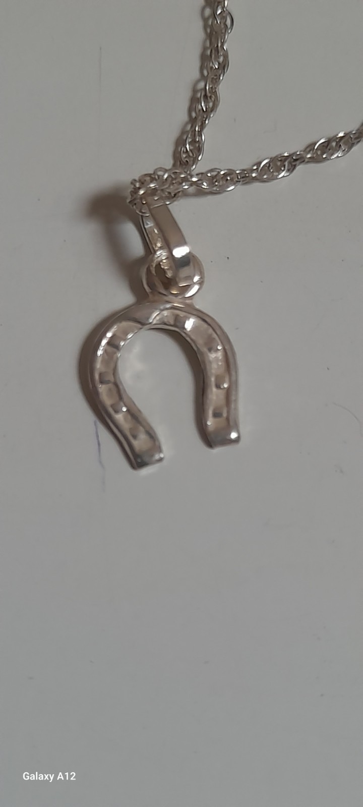 Sterling Silver Necklace W Horseshoe Pendant 40 Cm Or 16 Inch