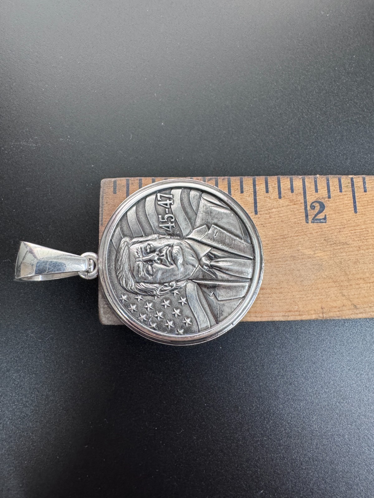 President 45-47 Donald J Trump USA Pendant Sterling Silver 925
