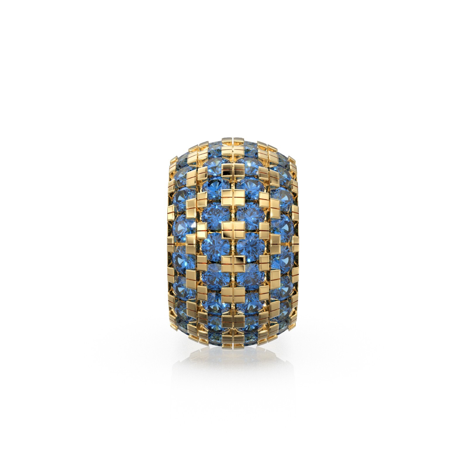 Large 14K Solid Gold Blue Sapphire Rondels Bead Spacer Enhancer Charm Finding