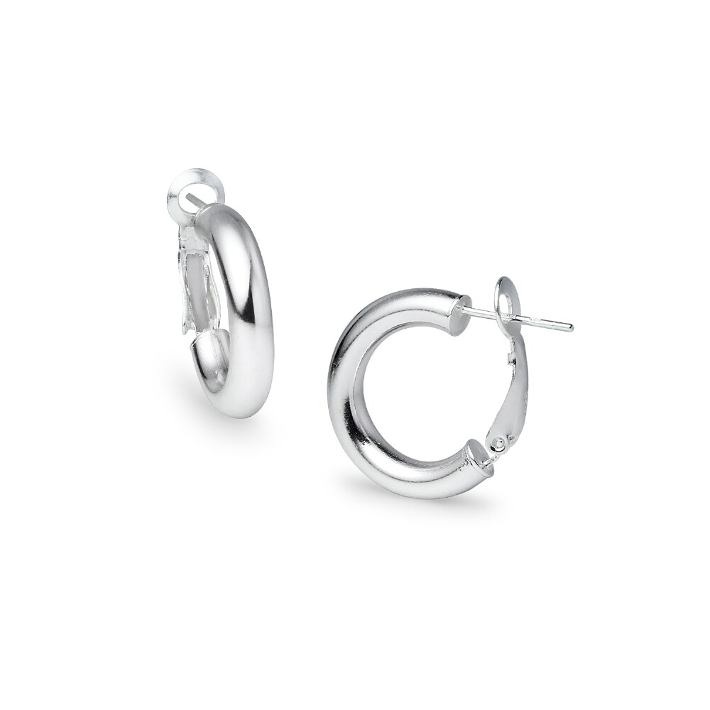 Round Clutchless 4x20mm Hoop Earrings in High Polished Sterling Silver