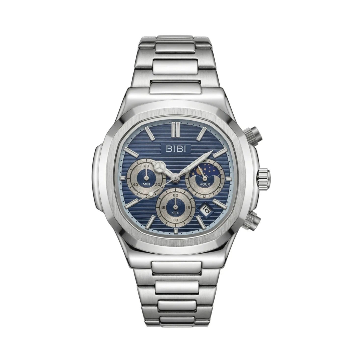 BIBI B0235 Blue Dial, Silver Case With Silver Band