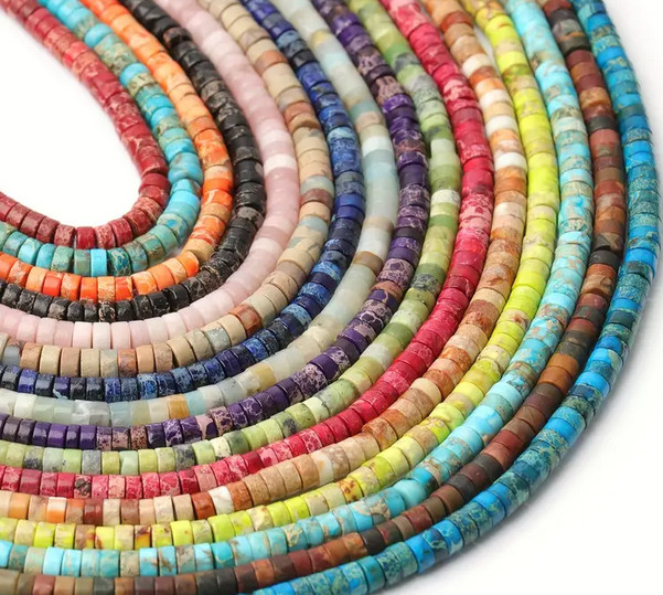 4-5mm Heishi Beads 15.5″ Strand – 5 Strands of Assorted Natural Gemstones 👋🤩