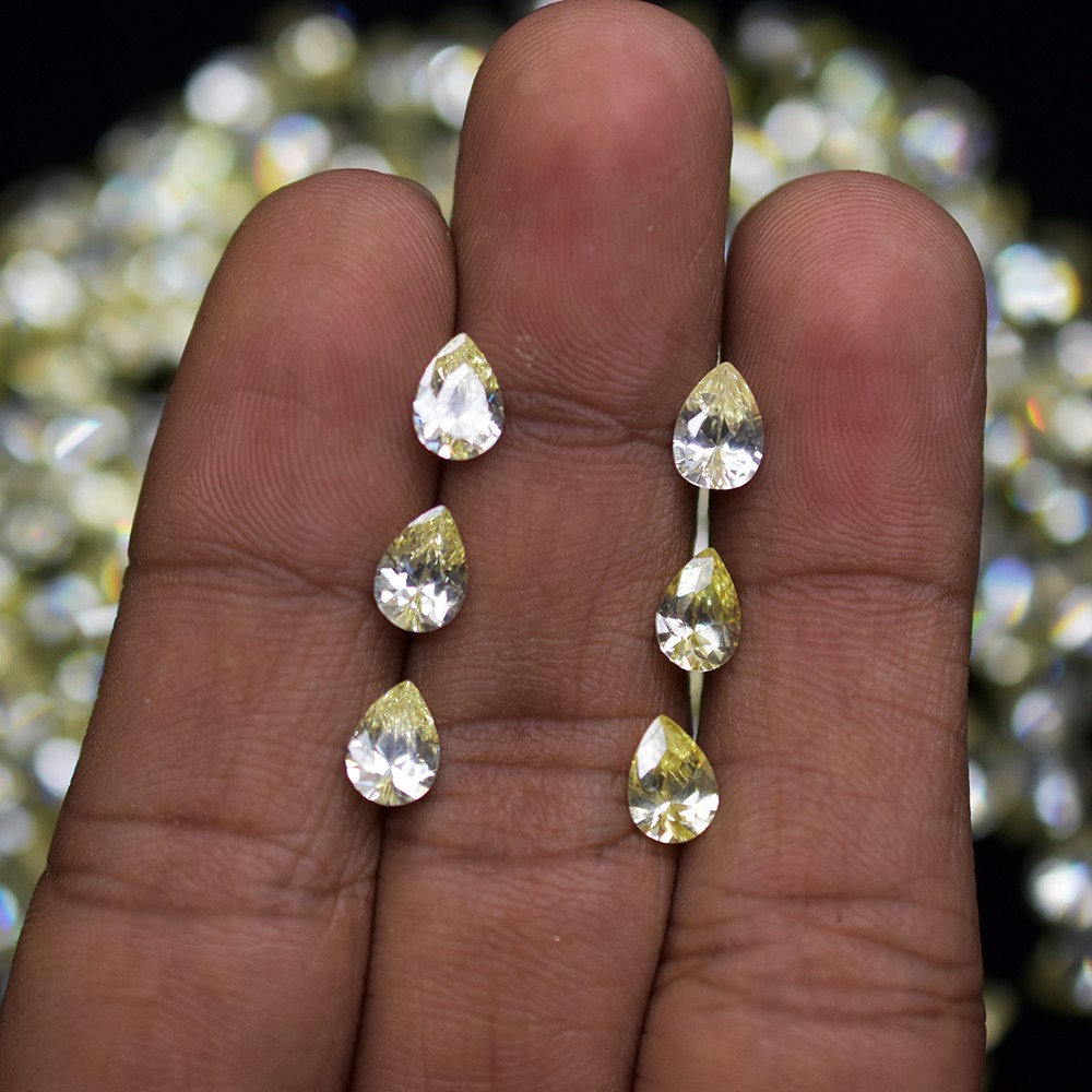 Natural Yellow Sapphire Pear Cut 6 Pcs 7×5 mm Lot Certified Gems Gift For Him