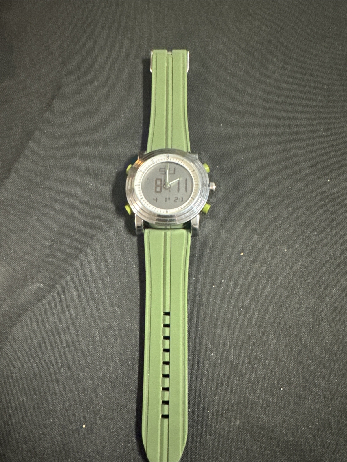KASHIDAN S9368G Silver Dial Green Band Chronographic Men’s Watch Sinobi