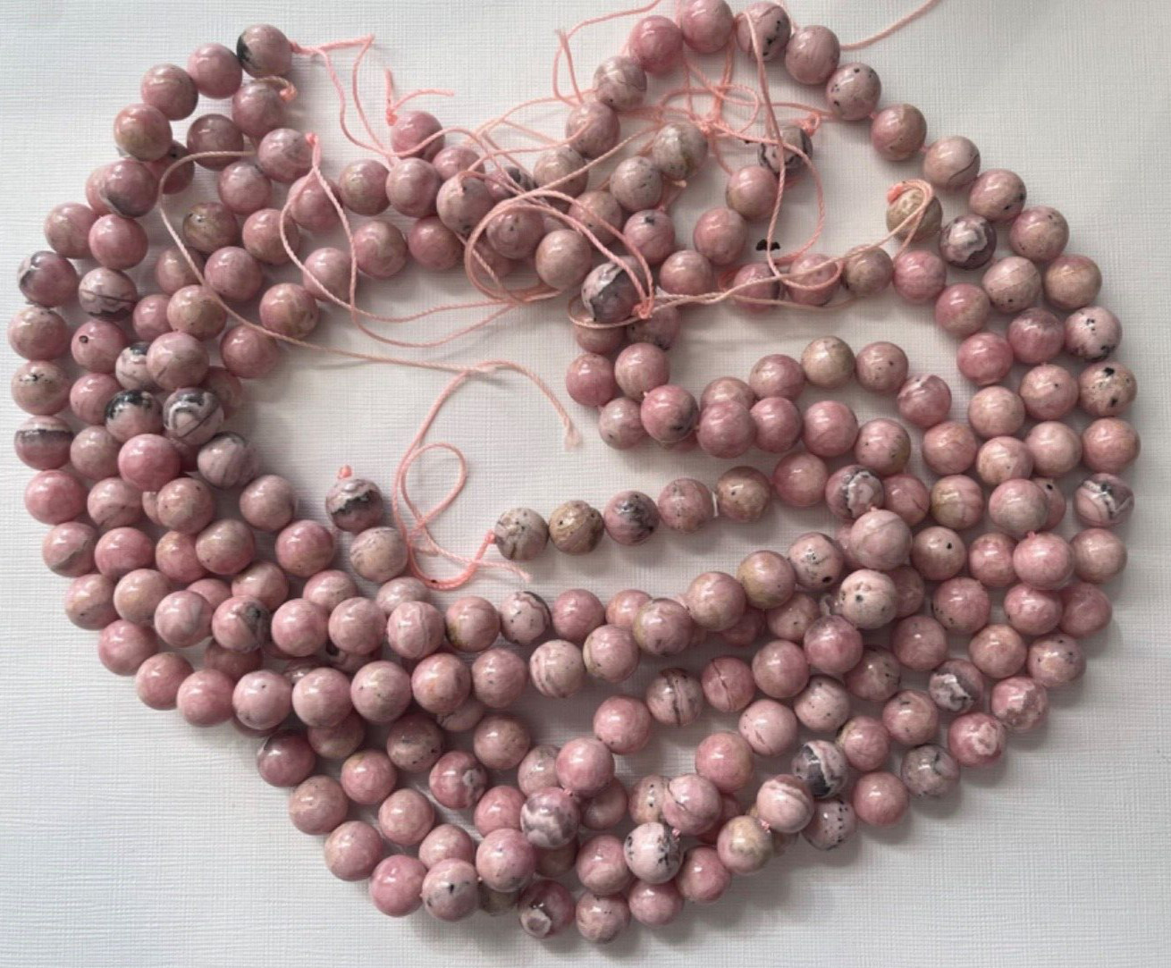 GENUINE ROUND SMOOTH 10 MM RHODOCHROSITE BEAD STRAND 15.5 ” BELOW WHOLESALE!!!